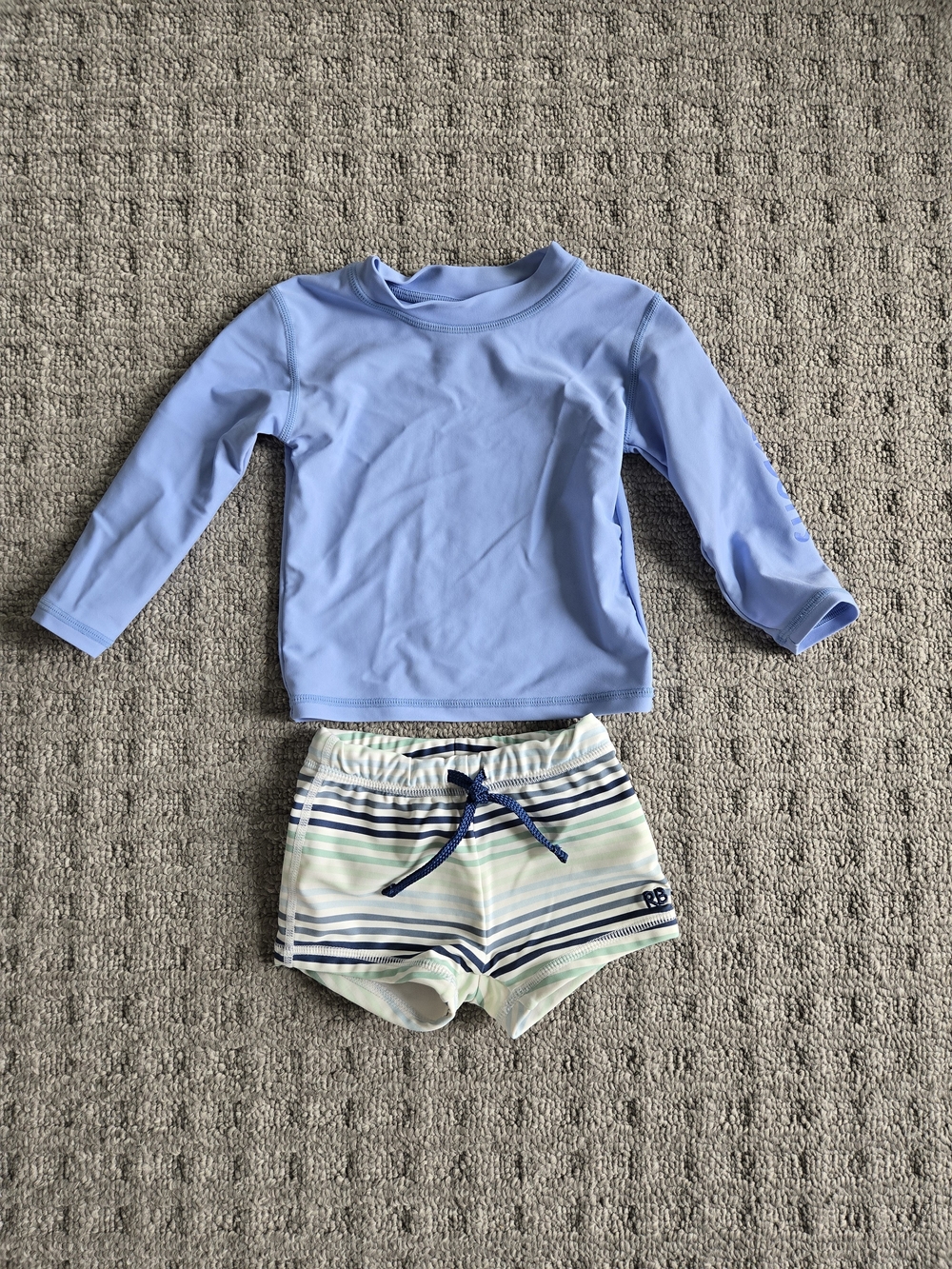 Rugged Butts Rash Guard Swim Set with Striped Shorts